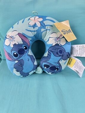 Disney Stitch Plush Neck Pillow - Blue Tropical Print